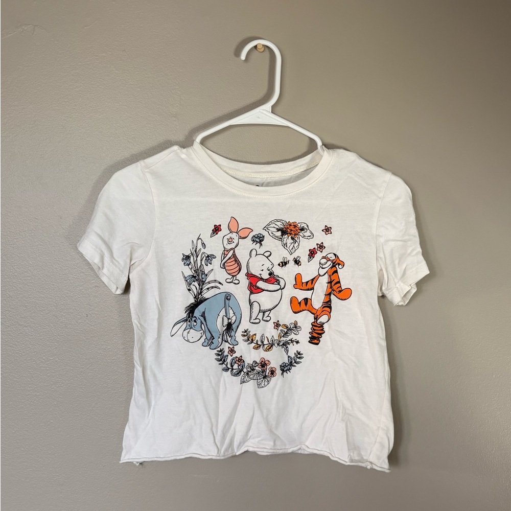 Disney White Crop Top with Pooh and Friends